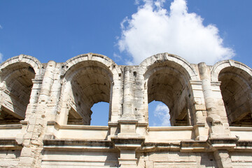 View of the exterior of the Roman Amphitheater in Arles, Provence-Alpes-C&ocirc;te d'Azur, France  
