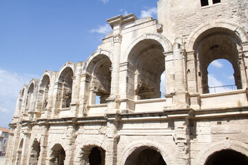 View of the exterior of the Roman Amphitheater in Arles, Provence-Alpes-C&ocirc;te d'Azur, France  