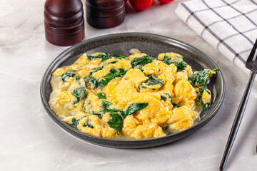 Omelette with spinach for breakfast
