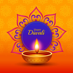 Indian festival happy diwali with decorative diwali props, diwali traditional background, diwali celebration greeting card, vector illustration