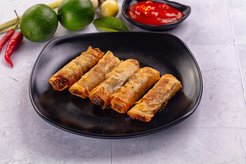 Stuffed Vietnamese Nem roll with meat