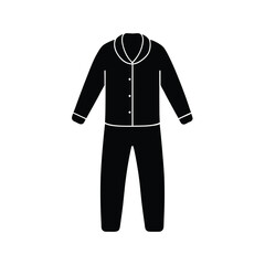 Simple Black and White Pajama Set Icon:  Long Sleeve Top and Pants, Sleepwear Design, Minimalist Style