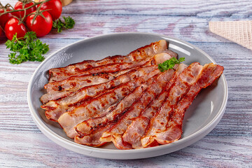 Fried pork bacon for breakfast