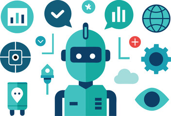 Futuristic ai icons collection vector illustration for technology and innovation
