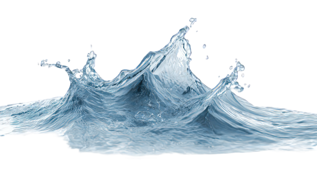 Dynamic Water Splash on Transparent Background