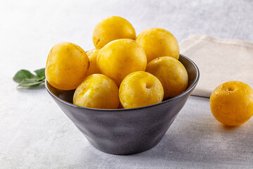 Ripe sweet fresh yellow plum