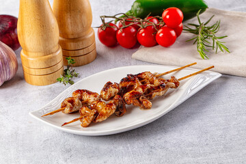 Yakitori - grilled chicken skin skewer