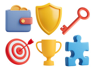 Set of 3D finance decoration elements