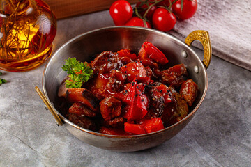 Roasted beef meat with vegetables