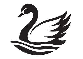 swan logo silhouette vector, swan vector illustration silhouette, swimming swan logo silhouette, goose bird silhouette vector, animal wildlife swan logo silhouette vector on white background 