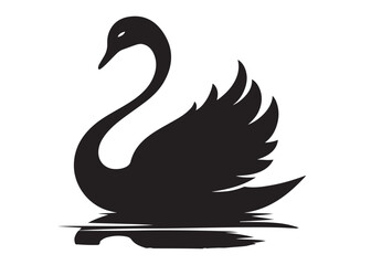 swan logo silhouette vector, swan vector illustration silhouette, swimming swan logo silhouette, goose bird silhouette vector, animal wildlife swan logo silhouette vector on white background 