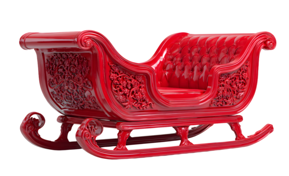 PNG Red sleigh furniture wite background decoration.