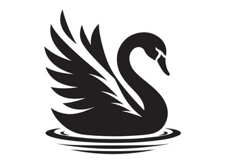 Obraz premium swan logo silhouette vector, swan vector illustration silhouette, swimming swan logo silhouette, goose bird silhouette vector, animal wildlife swan logo silhouette vector on white background 