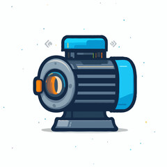 Fototapeta premium Electric motor icon. A cartoon-style illustration of an industrial machine for power and motion, isolated on