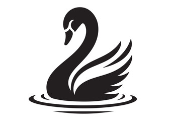 swan logo silhouette vector, swan vector illustration silhouette, swimming swan logo silhouette, goose bird silhouette vector, animal wildlife swan logo silhouette vector on white background 