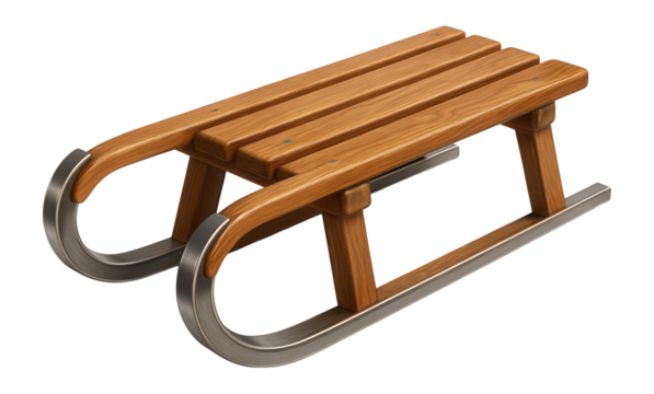 Wooden sled with robust elements