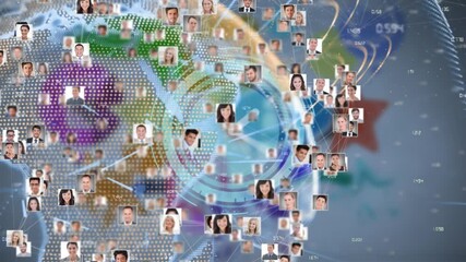 Animation of covid cells flying over globe - Powered by Adobe