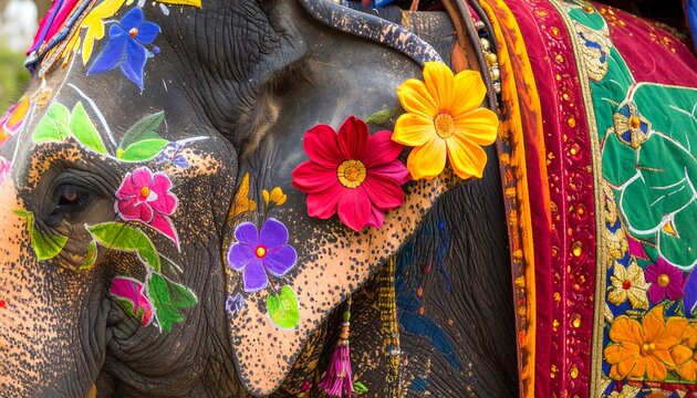 Decorated elephant close-up