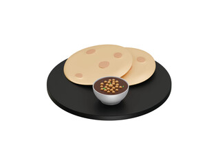 Chole Bhature icon 3d illustration render