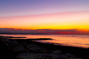 Sunset over Mediterranean sea.