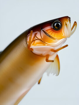 Common fish louse, Argulus foliaceus on perch photographed with high magnifcation