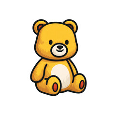 Obraz premium Cheerful Yellow Teddy Bear Flat Cartoon Illustration