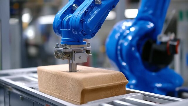 An automotive seat manufacturing facility shows automated foam injection and upholstery installation. An ergonomic testing system with a robotic dummy ensures the comfort and safet