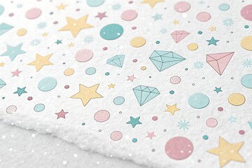 Cute stars diamonds and circles pattern in pastel colors for baby shower invitations or nursery decor projects