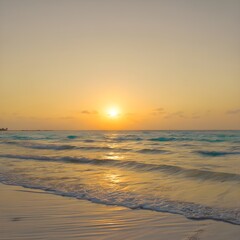 Golden Hour Serenity: Peaceful Ocean Waves at Sunset