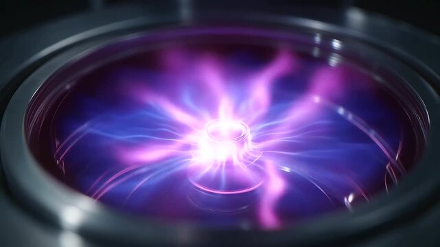 A chemical vapor deposition (CVD) chamber glows with plasma as it creates a perfect, ultra-thin film layer on a semiconductor substrate. This advanced materials engineering is a cr