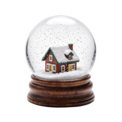 Red Miniature House in a Crystal Snow Globe
