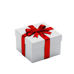 White Gift Box with Red Ribbon and Bow