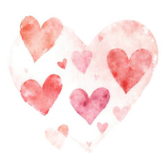 Watercolor Hearts Design Romantic Pink Red Love Background
