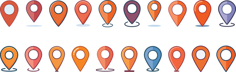 Location web icon set: Map Pin Icon Set flat vector Design