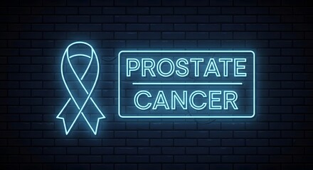 Obraz premium Neon Light Sign for Prostate Cancer Awareness 