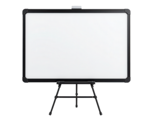 Blank Whiteboard on Black Easel Ready for Presentations and Notes