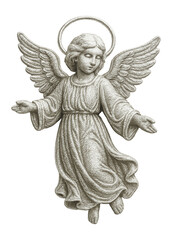 Embroidered angel patch with silver thread and halo