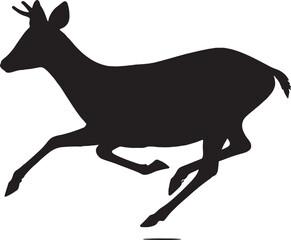 Obraz premium Silhouette of a Graceful Deer in Mid Leap Wildlife Animal in Motion Creative Design Element Illustration
