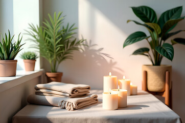 Cozy Home Decor with Plants and Candles