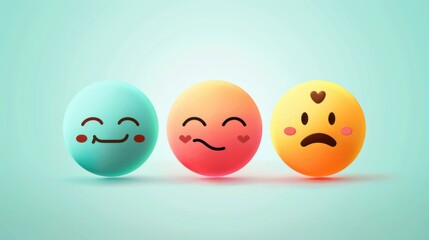 Cute Cartoon 3D Smiling Face: Yellow Character with Joyful Expression, Vector Icon Illustration