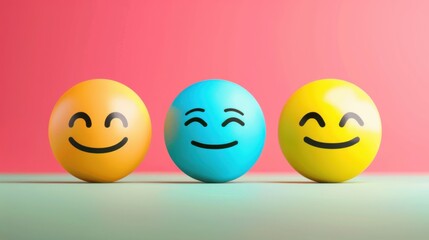 Fototapeta premium Cute Cartoon 3D Smiling Face: Yellow Character with Joyful Expression, Vector Icon Illustration