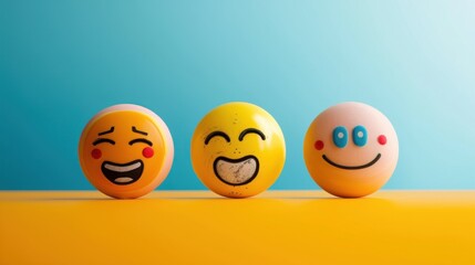 Naklejka premium Cute Cartoon 3D Smiling Face: Yellow Character with Joyful Expression, Vector Icon Illustration
