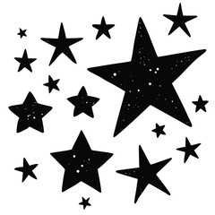 Obraz premium Scattered hand drawn sketchy black stars white drawing