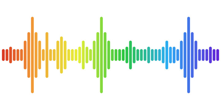 LGBT. Sound Wave. Vector illustration of rainbow Sound Wave template design isolated transparent background. Perfect for web and social media Pride Month Podcast radio blog design. EPS 10