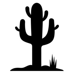 Fototapeta premium Black silhouette of a cactus vector