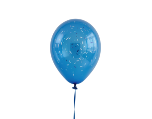 Blue Balloon with Confetti Pattern on a Transparent Background