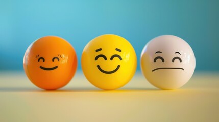 Fototapeta premium Cute Cartoon 3D Smiling Face: Yellow Character with Joyful Expression, Vector Icon Illustration