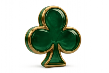 Green shamrock symbol with golden outline representing luck and prosperity in design