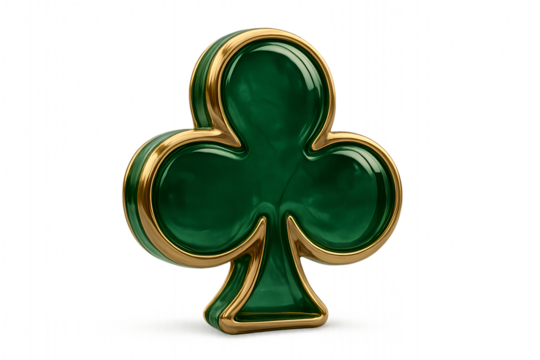 Green shamrock symbol with golden outline representing luck and prosperity in design