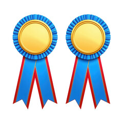 Bright Blue Ribbon Awards with Gold Medals for Achievements